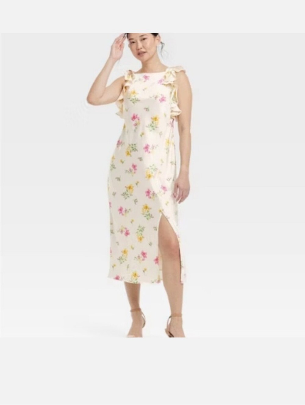 A New Day Women's Ruffle SleeveSatin Maxi Dress